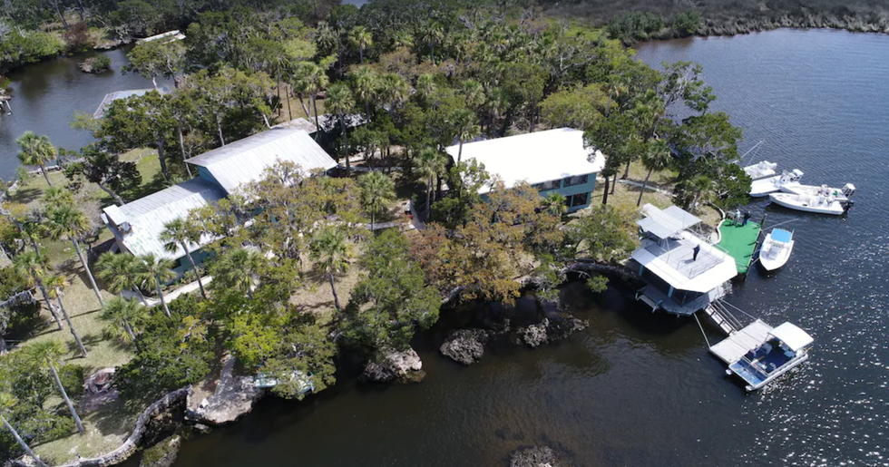 Aerial view of Homosassa Island Lodge.