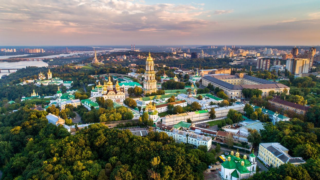Aerial view of Pechersk Lavra in Kiev, the capital of Ukraine.