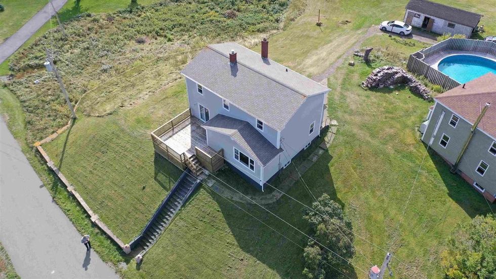 Aerial view of the house for sale in Nova Scotia.