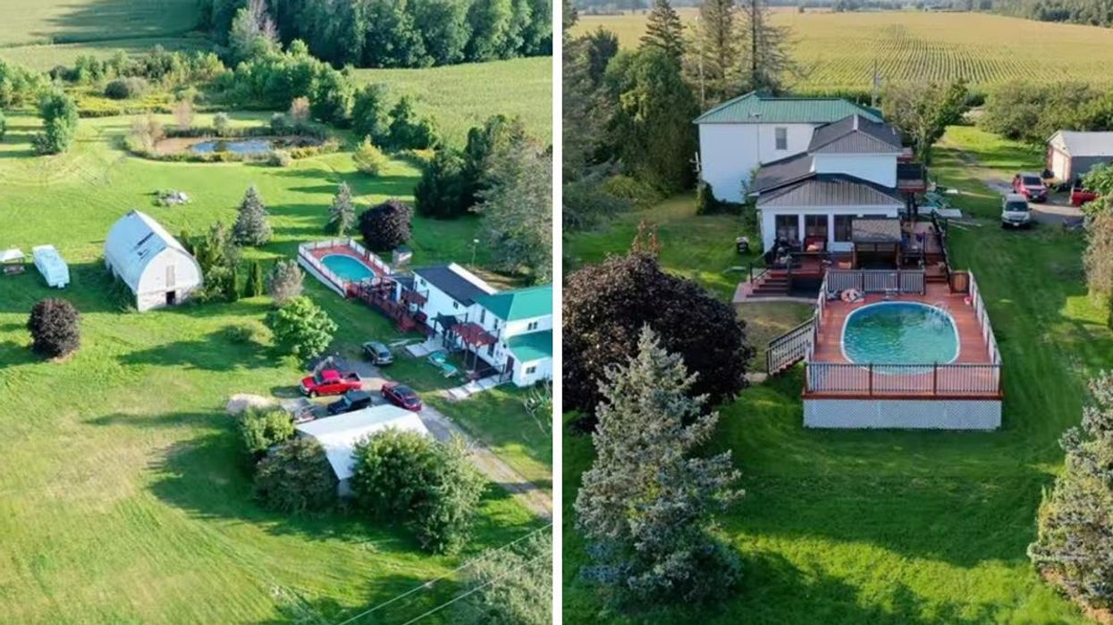 Aerial views of the Ontario house for sale in Spencerville.