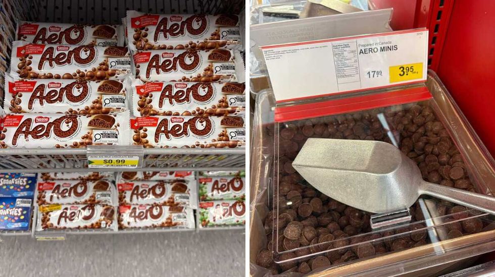 Aero bars at Dollarama. Right: Aero at Bulk Barn.