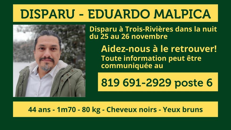 Affiche d'information sur la disparition d'Eduardo Malpica.