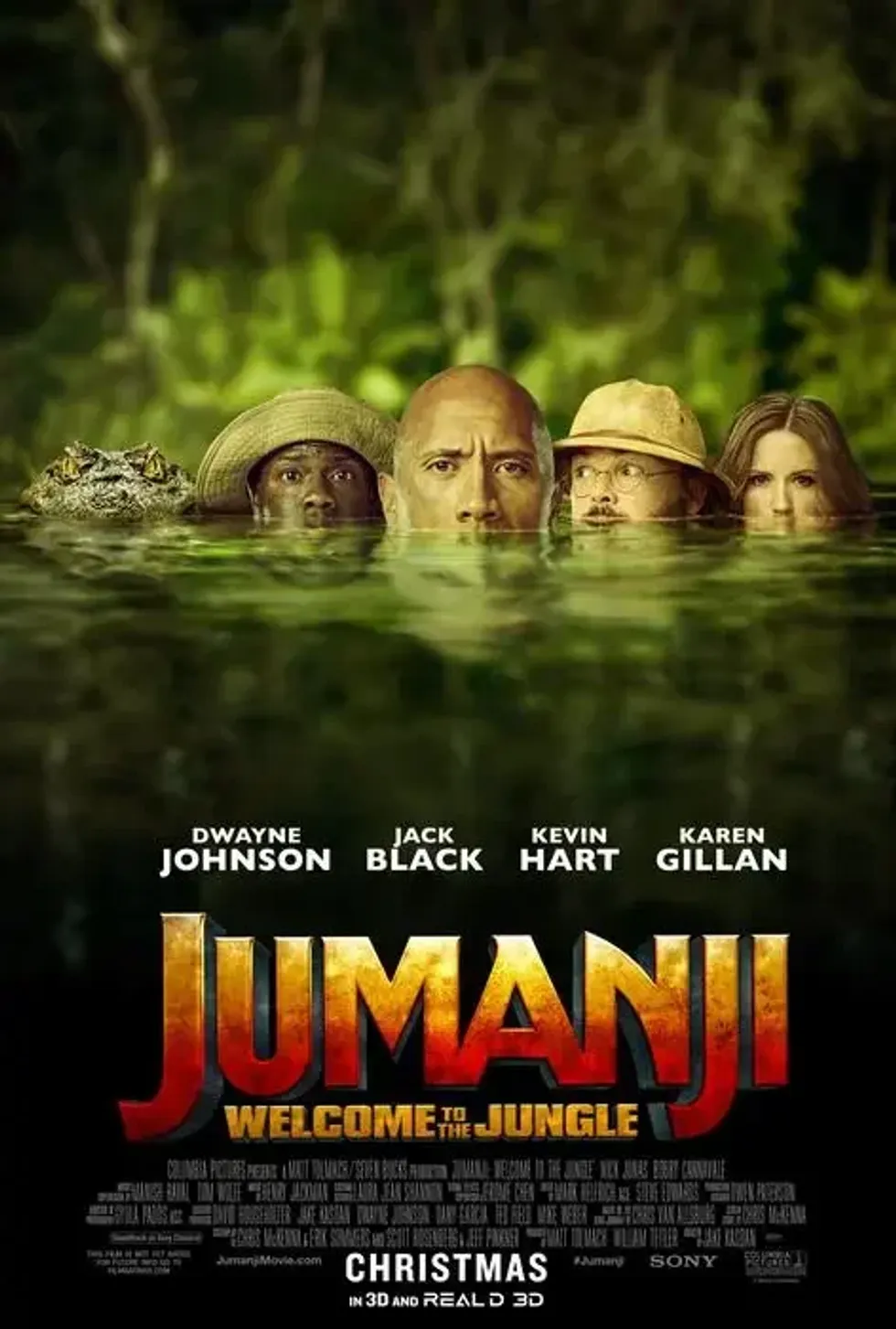 Affiche du film Jumanji : Bienvenue dans la jungle , pr\u00e9sent\u00e9 pendant la matin\u00e9e gratuite au cin\u00e9ma Cineplex.