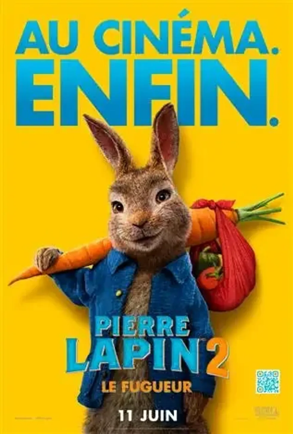 Affiche du film Pierre Lapin 2 : Le fugueur, pr\u00e9sent\u00e9 pendant la matin\u00e9e gratuite au cin\u00e9ma Cineplex.