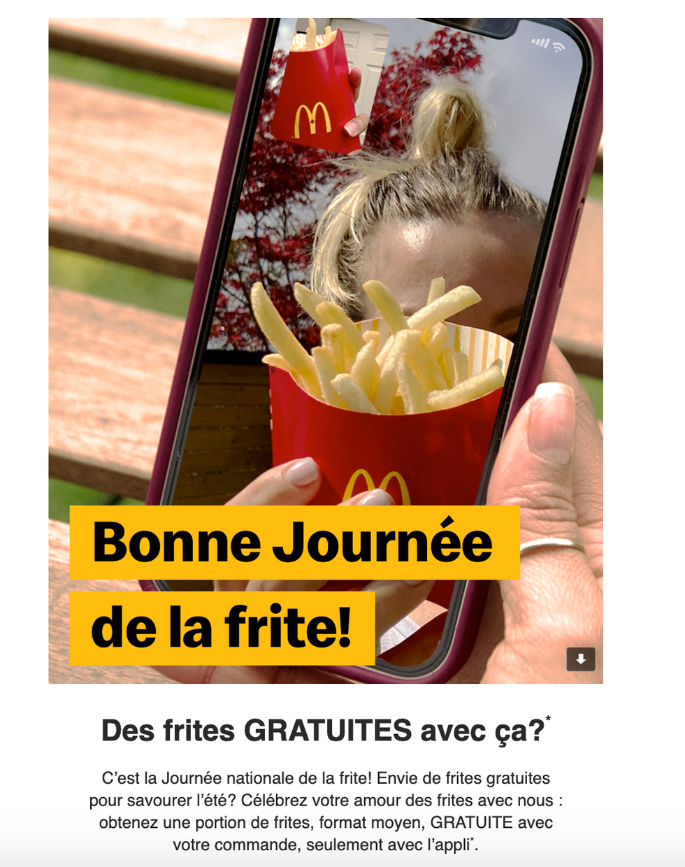 Affiche promotionnelle de McDonald's Canada.