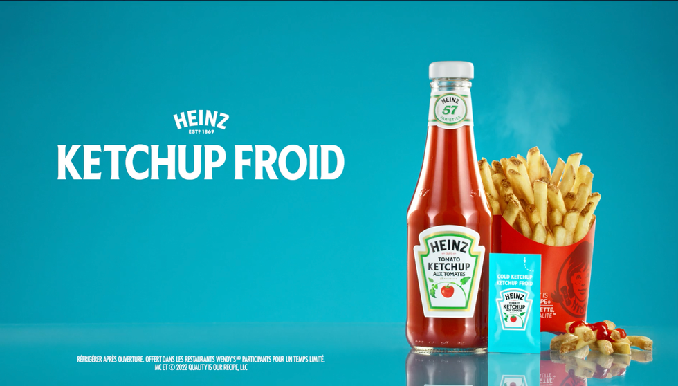 Affiche promotionnelle pour le ketchup froid de Heinz.