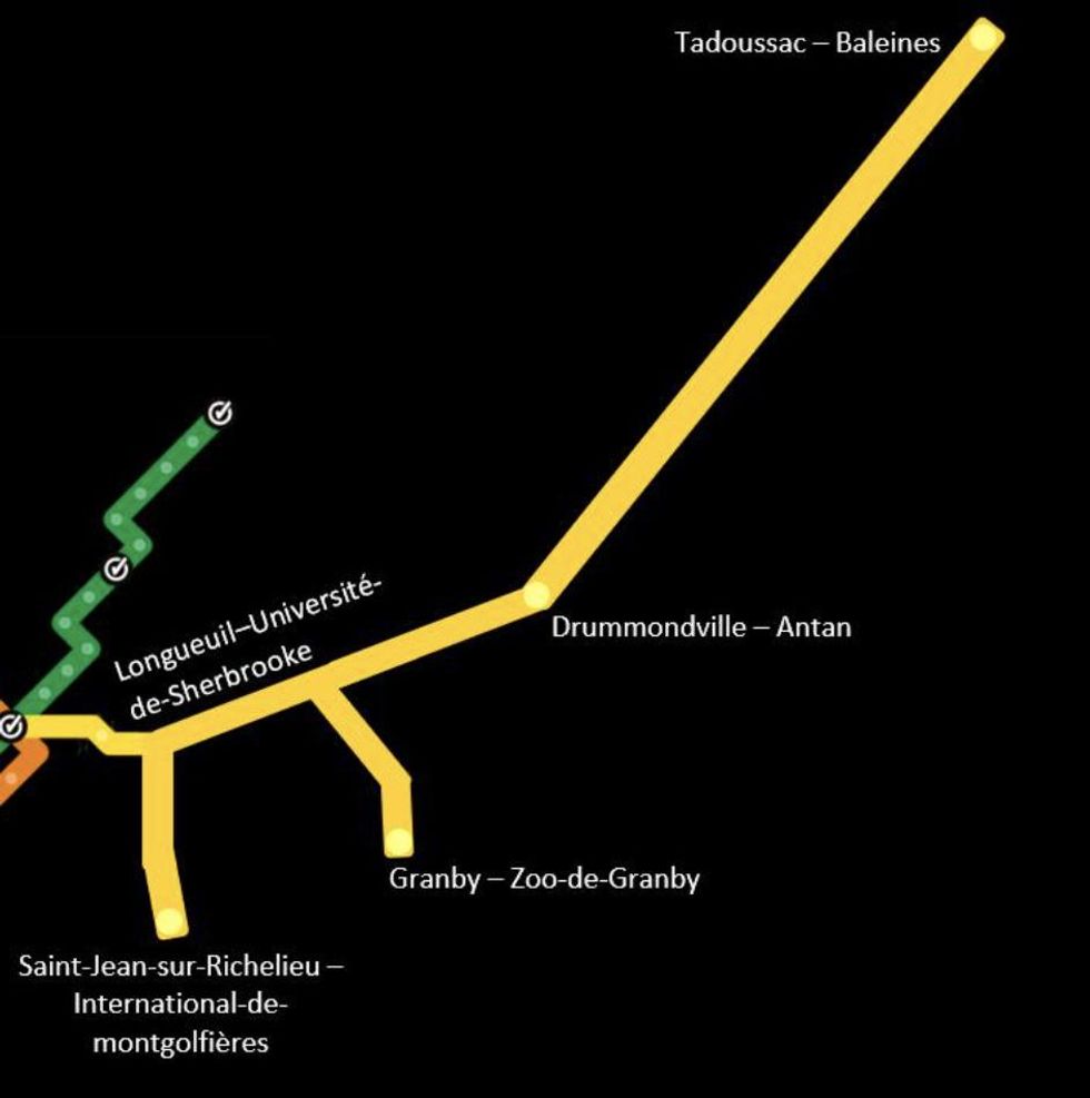 Agrandissement de la ligne jaune.