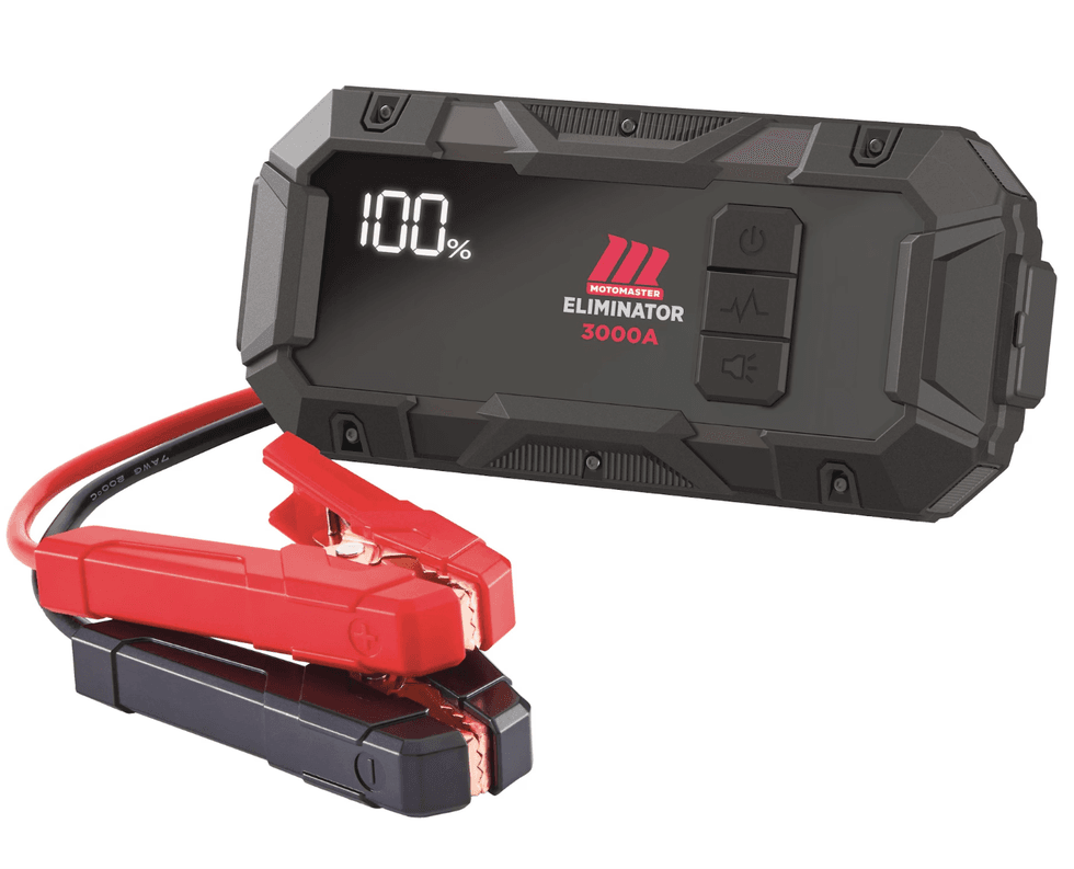 Aide-d\u00e9marrage et chargeur portatif USB MotoMaster Eliminator XB30, vendu chez Canadian Tire.