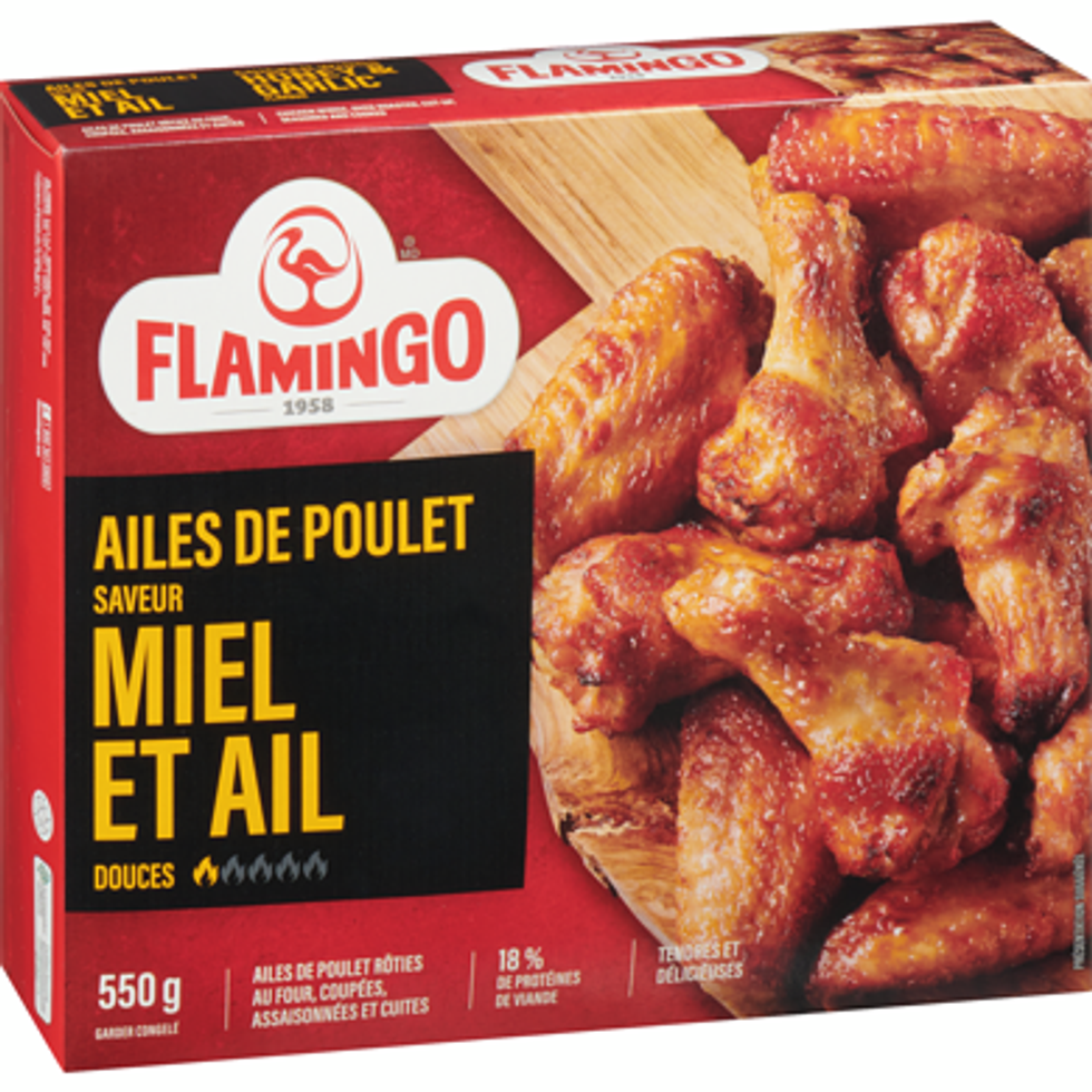 Ailes de poulet saveur miel et ail Flamingo sur le site du Maxi.