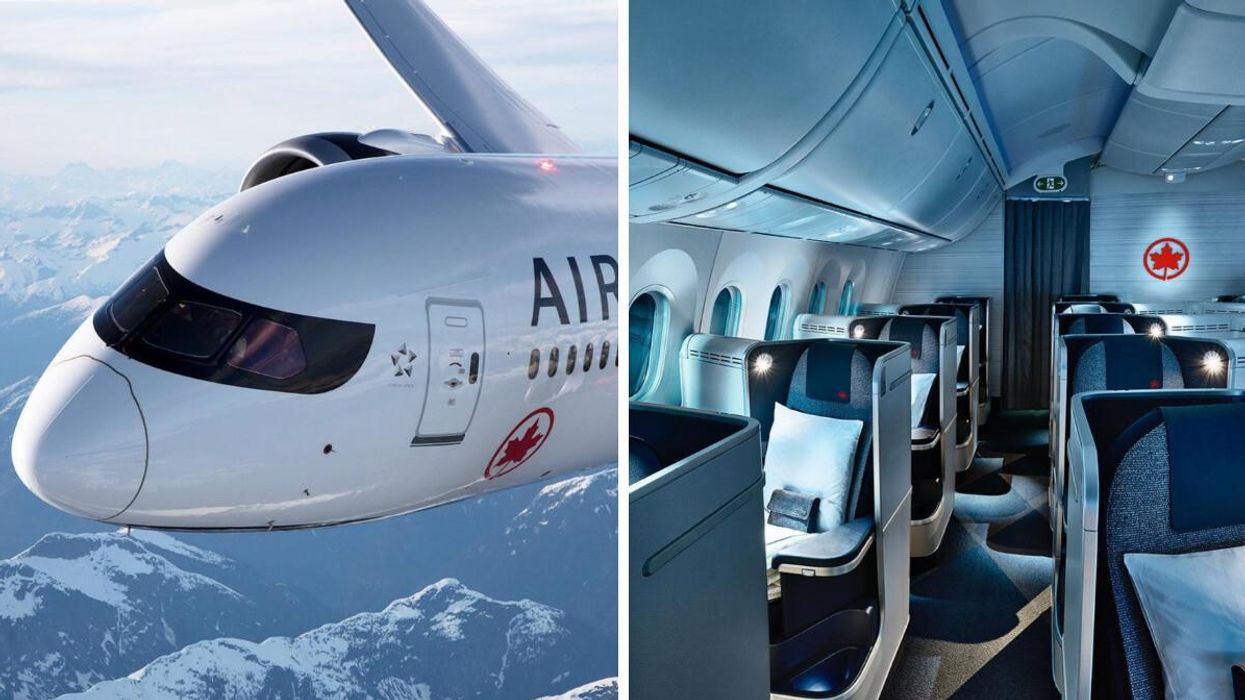 Air Canada plane, Right: Seats inside an Air Canada plane.