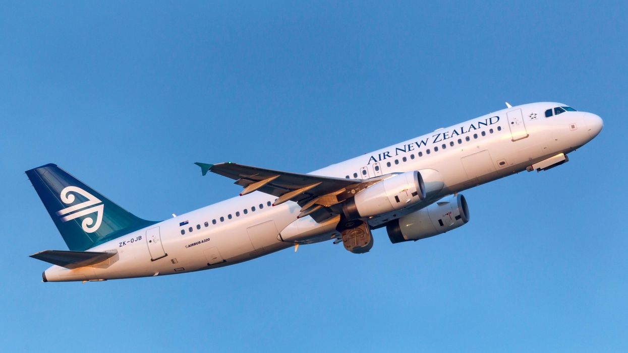 Air New Zealand flight taking off.