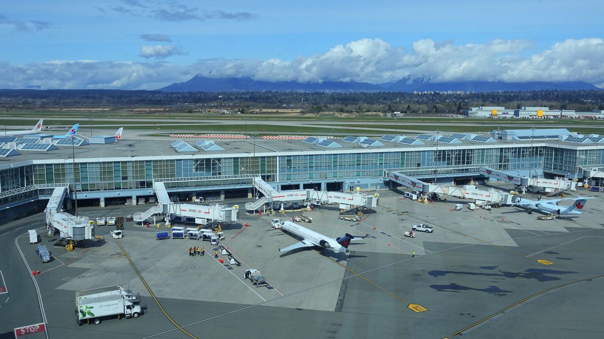 Airplanes on the tarmac at Vancouver International Airport.
