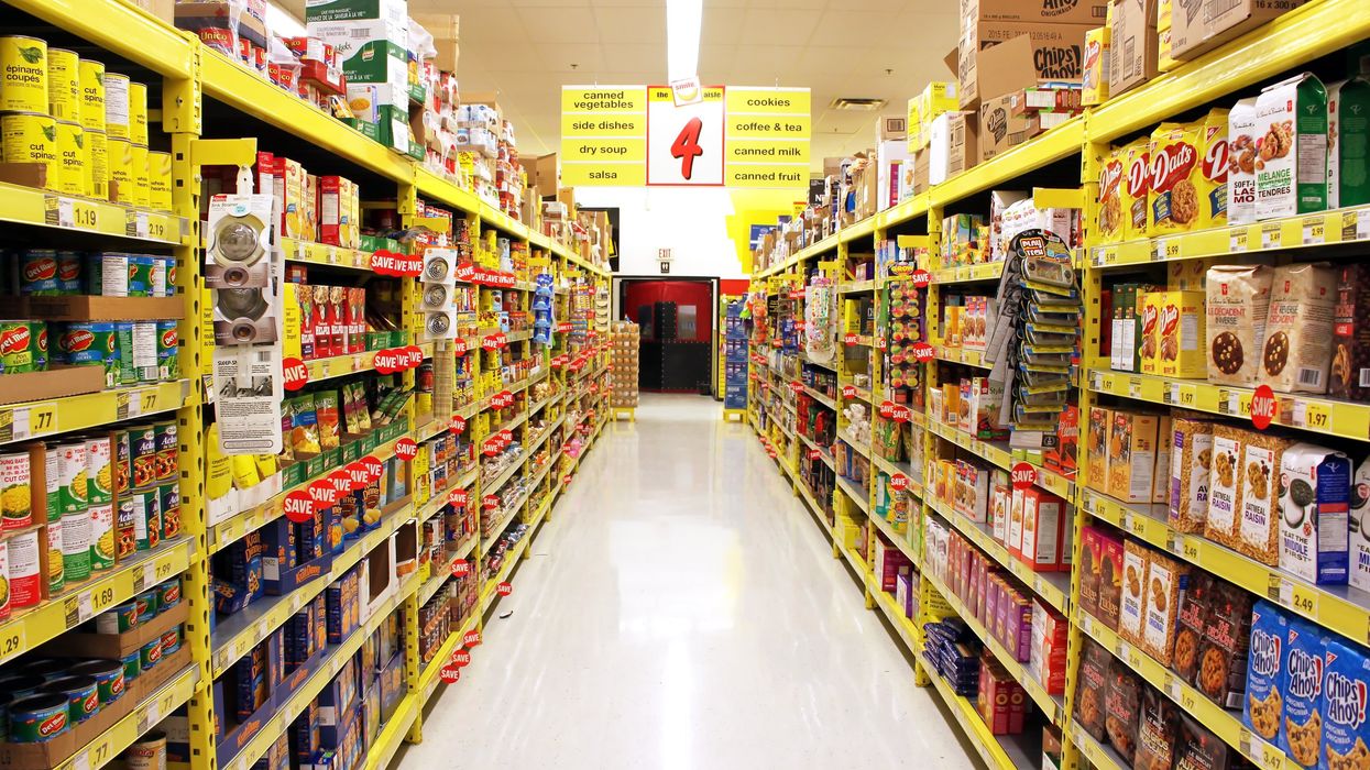 Aisle of a grocery store in Canada.