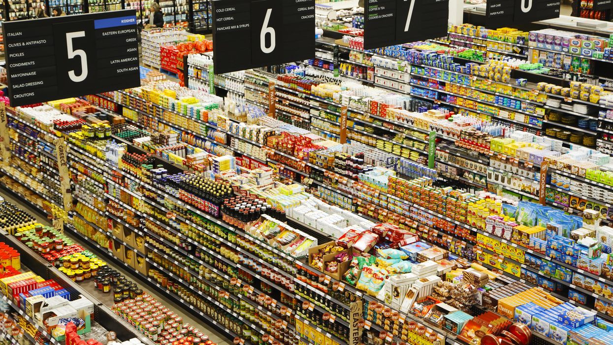 Aisles of a grocery store.