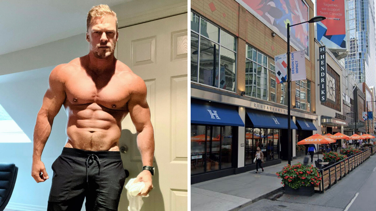 Alan Ritchson. Right Hendriks Restaurant.