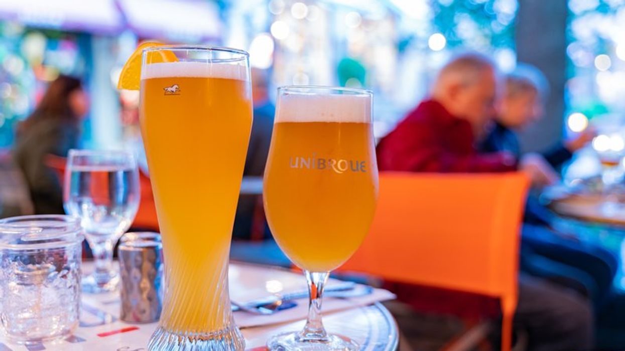 Alcoholic drinks served on a table.