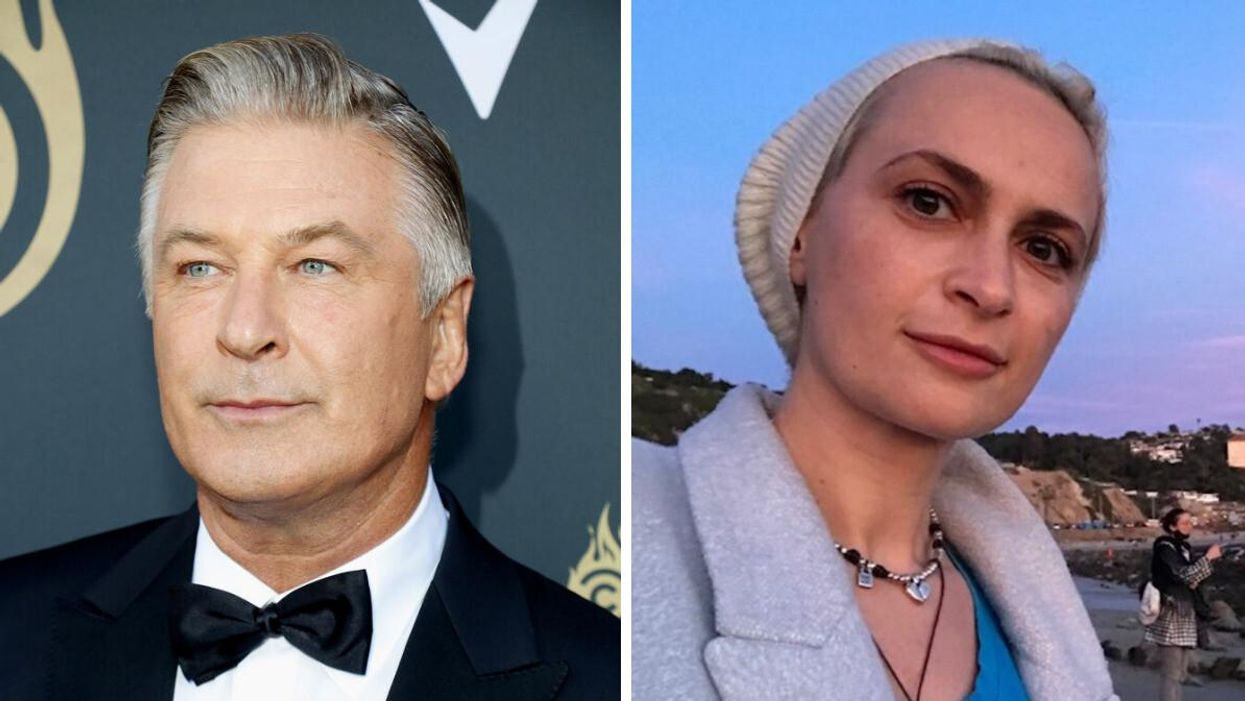 Alec Baldwin at the Saban Theatre in Beverly Hills in 2019. Right: Halyna Hutchins.