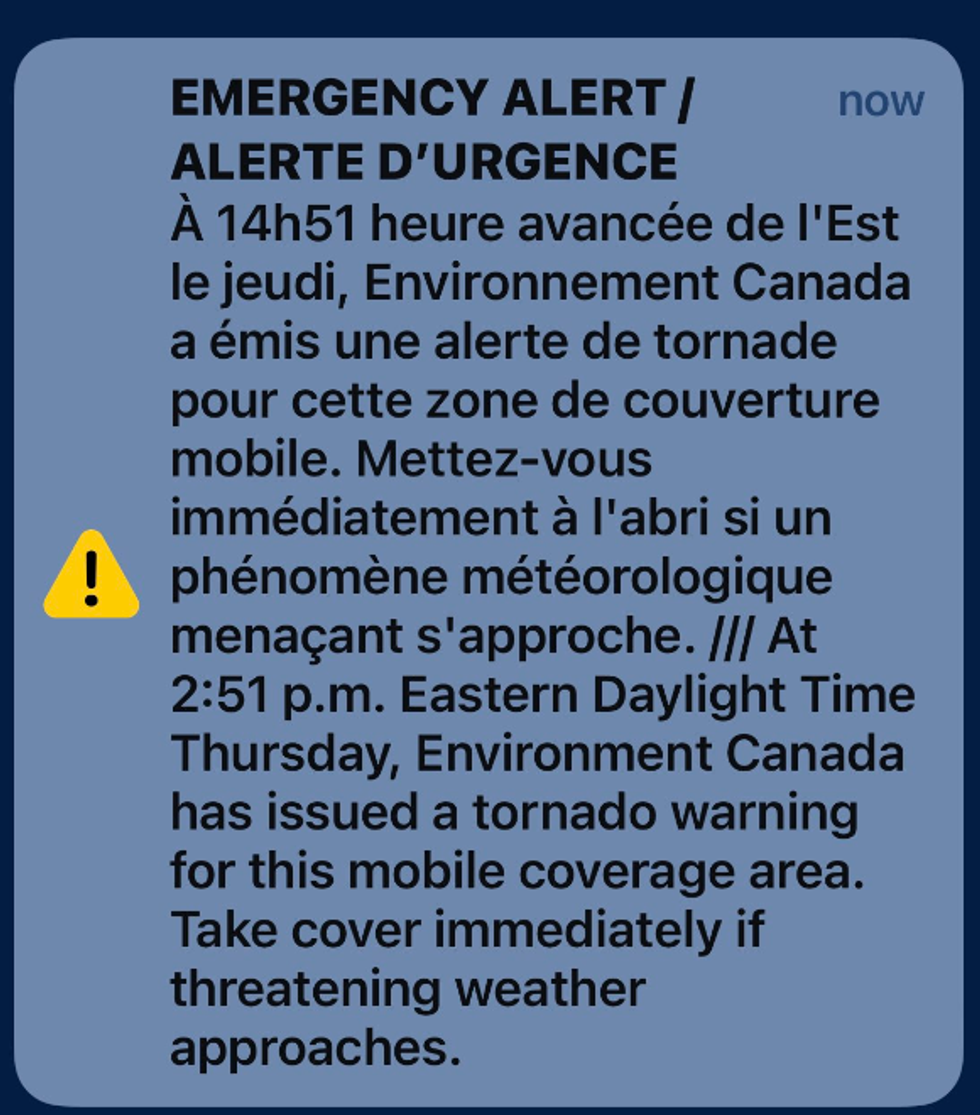 Alerte d'Environnement Canada.
