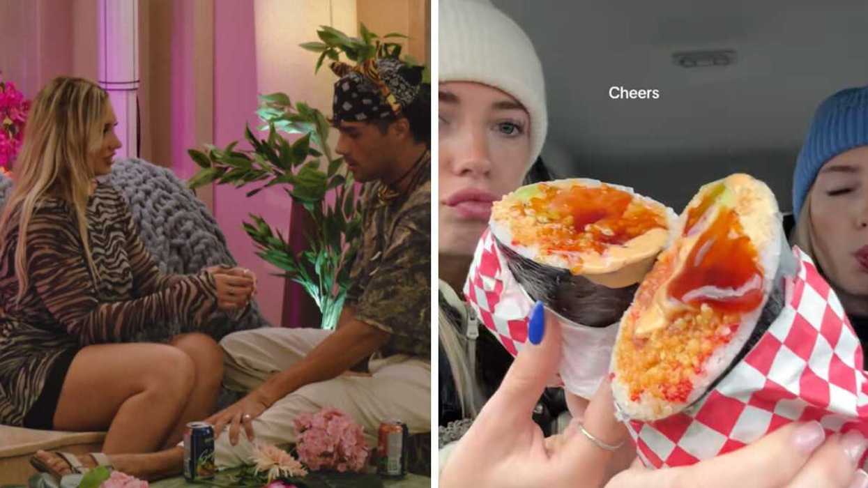Alexa et Billy à Occupation Double Panama. Droite : Un sushi burrito.