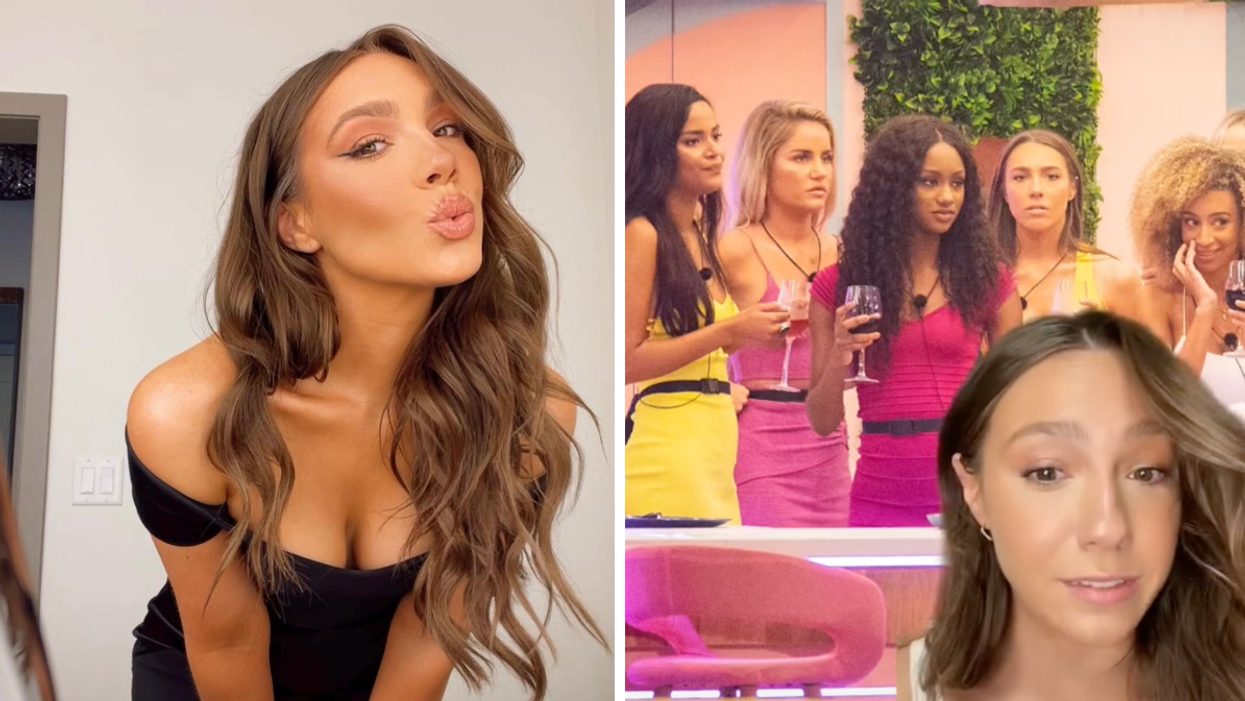 Alexandra Stewart in a black dress. Right: Alexandra Stewart on TikTok giving the behind-the-scenes exclusives of the show.