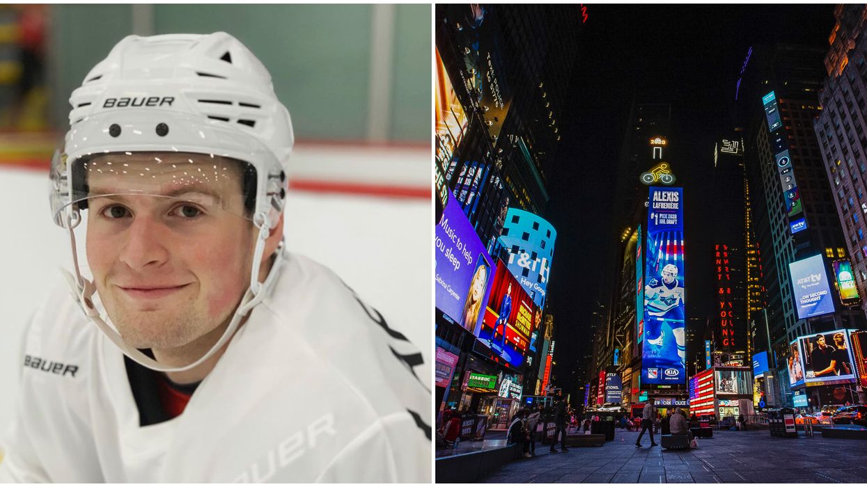 Alexis Lafrenière, le joueur de hockey québécois, a droit à son propre « billboard » à Times Square