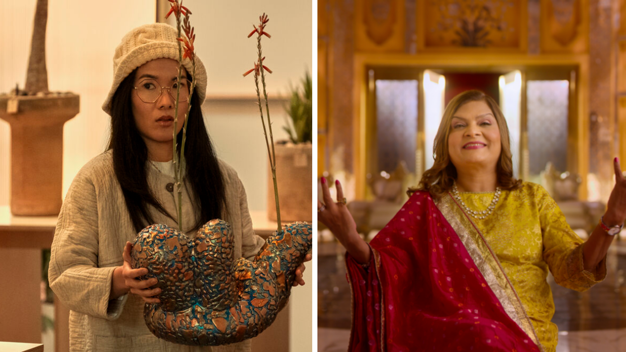 Ali Wong in 'Beef'. Right: Sima Taparia from 'Indian Matchmaking.'