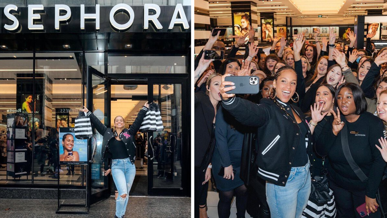 Alicia Keys visiting a Toronto Sephora store.