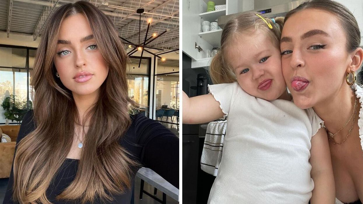 Alicia Moffet. Droite : Alicia Moffet et sa fille Billie Lou.