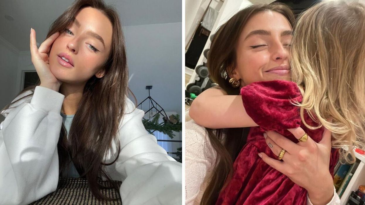 Alicia Moffet. Droite : Alicia Moffet et sa fille Billie-Lou.