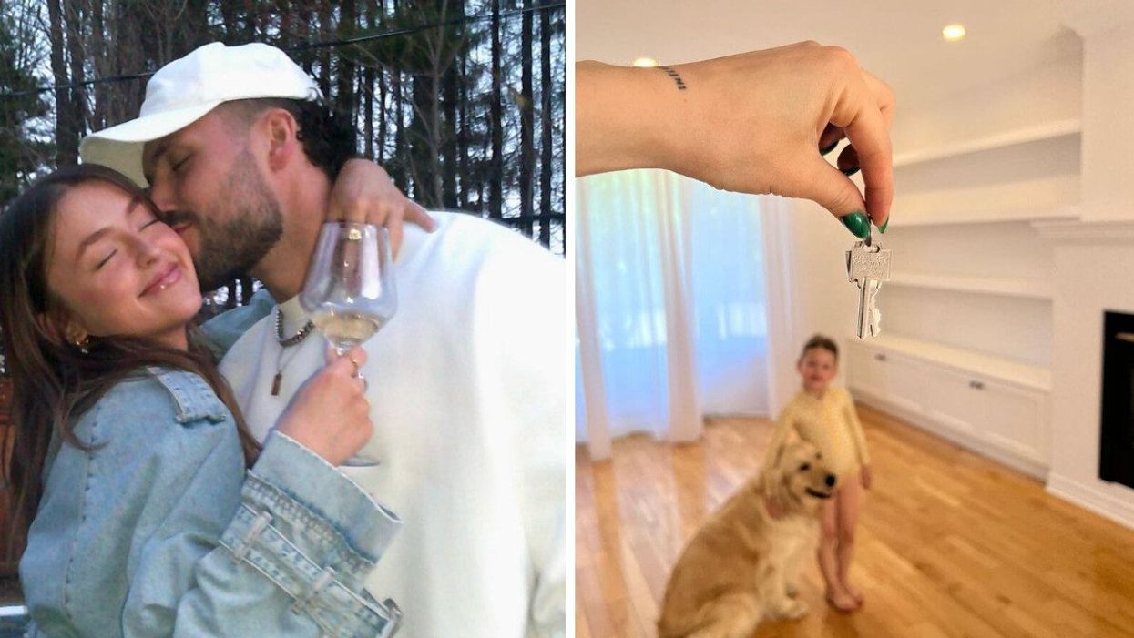 Alicia Moffet et Frédérick Robichaud. Droite : Nouvelle maison d'Alicia Moffet.