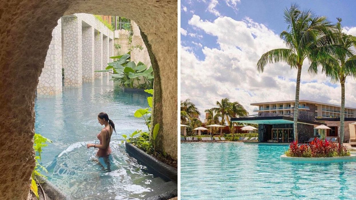 all-inclusive resort in mexico. right: all-inclusive in cancun.