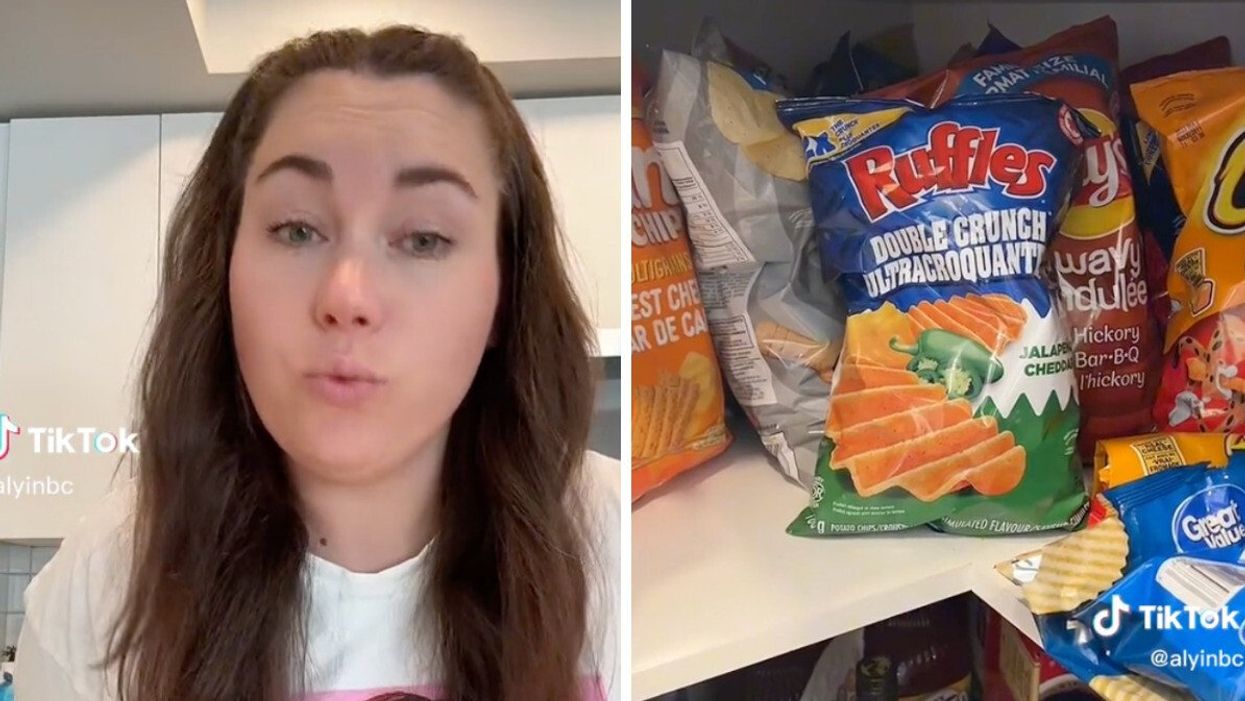 Aly talking chip prices in Canadian grocery stores on TikTok.