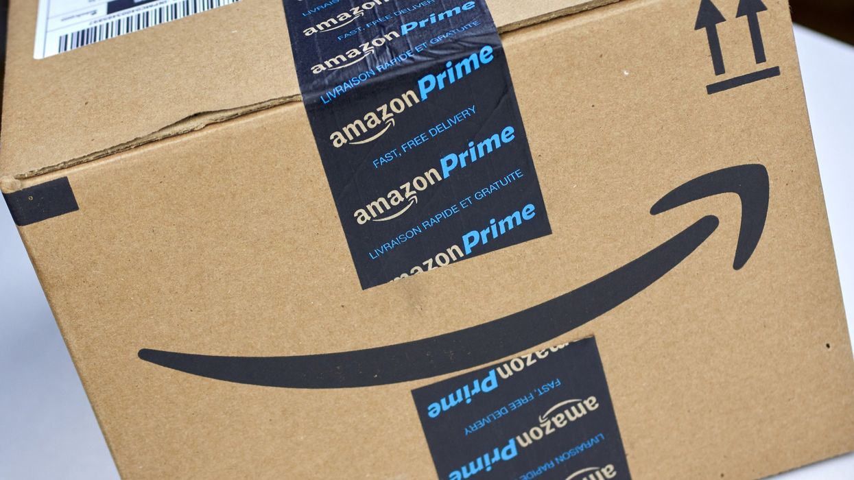 amazon box with a prime sticker