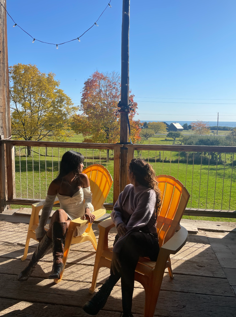 Amber and Mira at a winery.