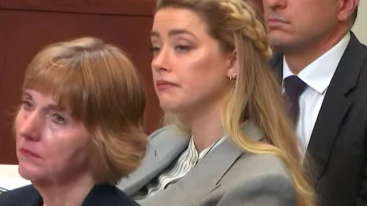 Amber Heard and Elaine Bredehoft in court.