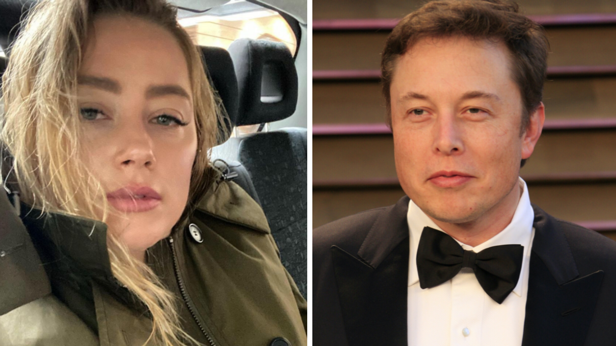 Amber Heard. Right: Elon Musk.