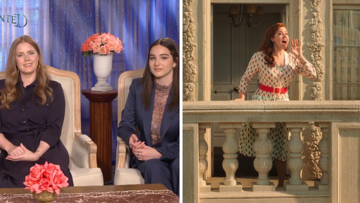 Amy Adams and Gabriella Baldacchino. Right: Amy Adams as Giselle in "Disenchanted."