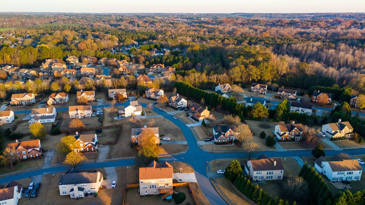 An aerial shot of a Toronto suburb.