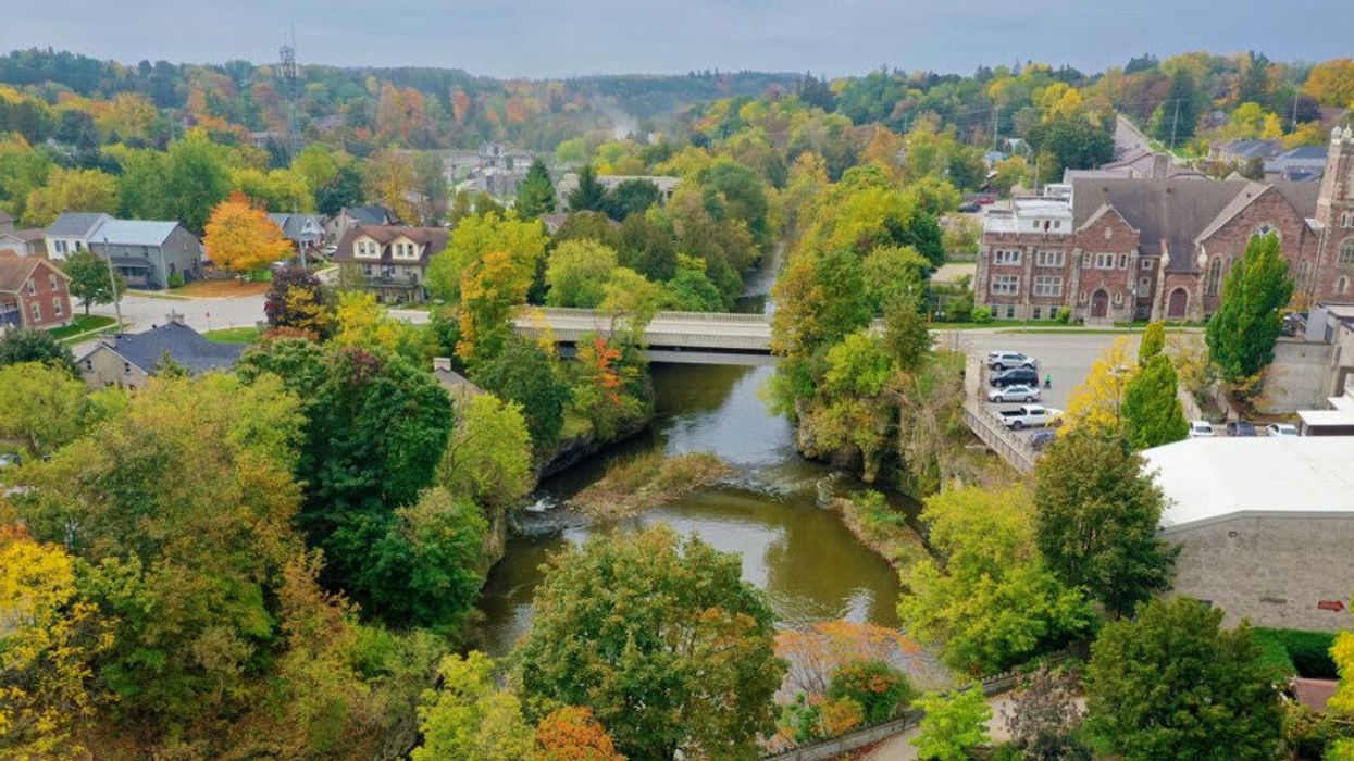 An aerial view of an Ontario town.