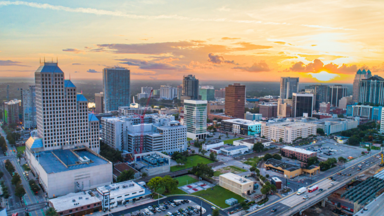 An aerial view of Orlando, FL.