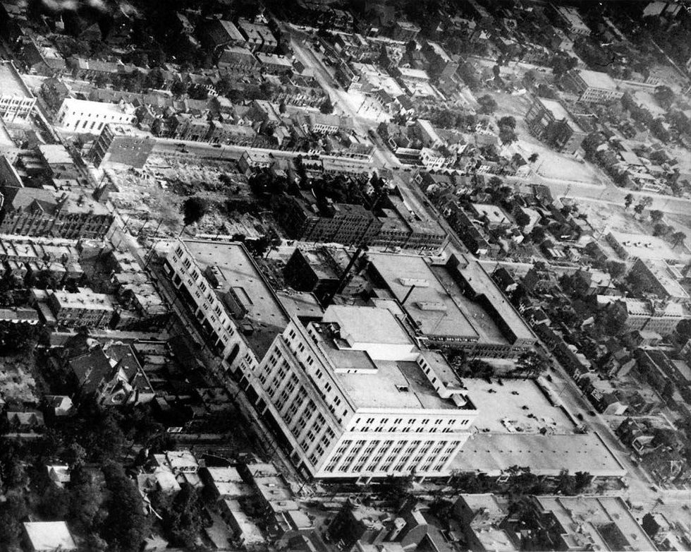 An aerial view of the Eaton's department store in the 1930s.