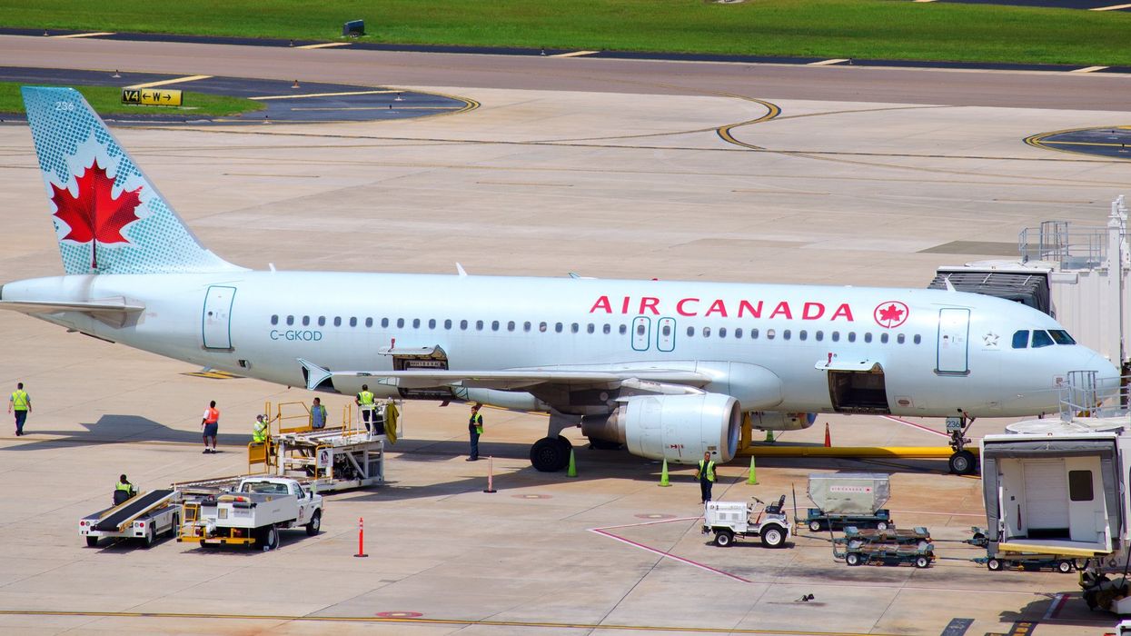An Air Canada plane on the runway.