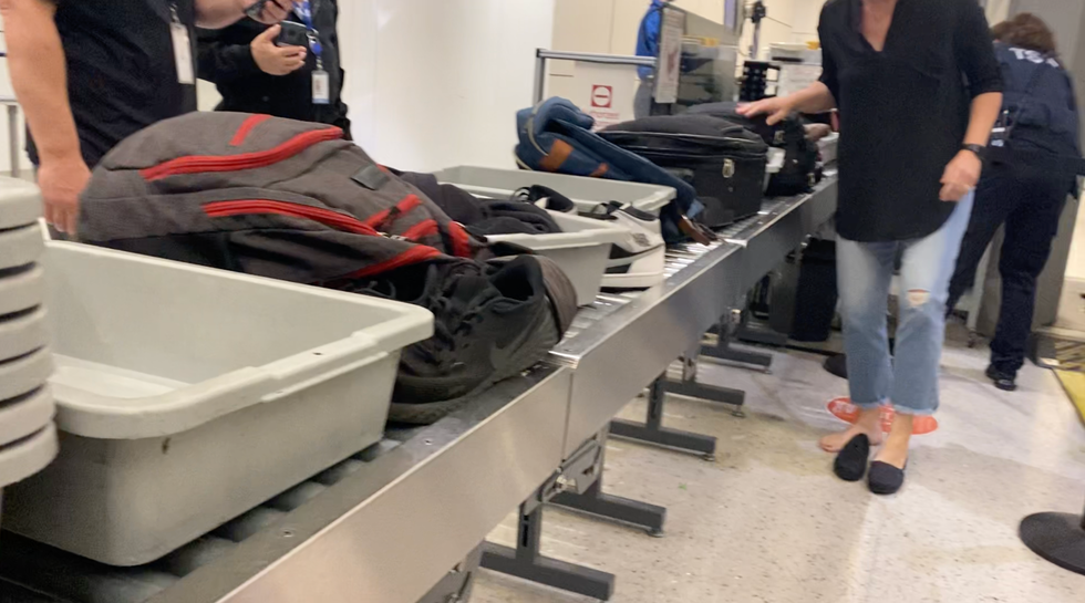 An airport security line.