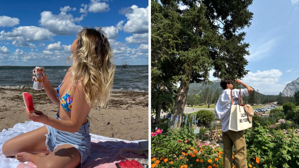 An Alberta beach. Right: Banff.
