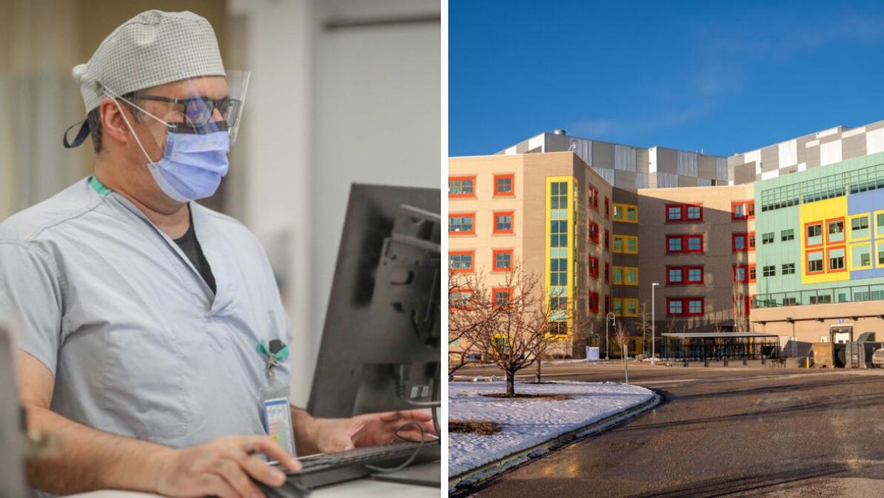 An Alberta doctor. Right: Alberta Children's Hospital