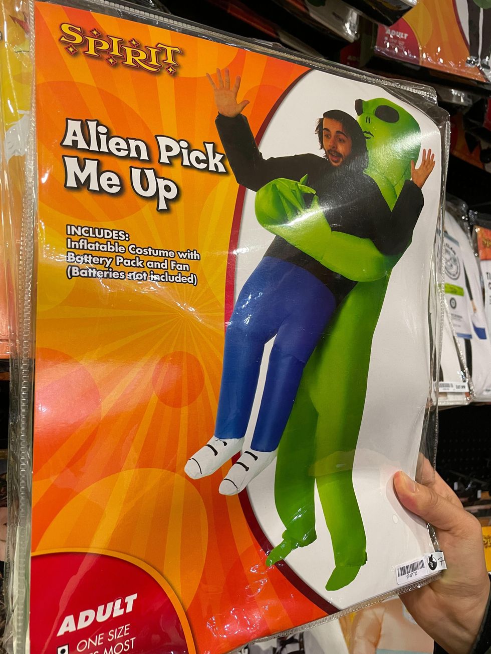 An alien themed Halloween costume.