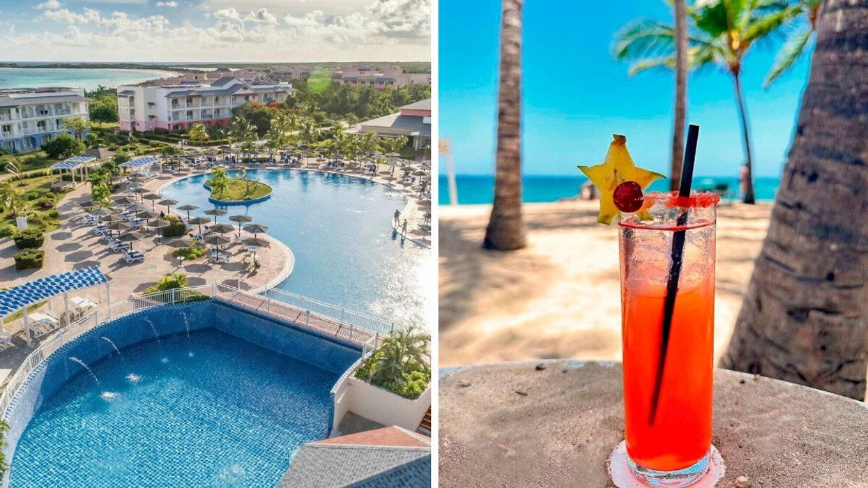An all-inclusive resort in Cuba. Right: A drink at a resort in the Dominican Republic.