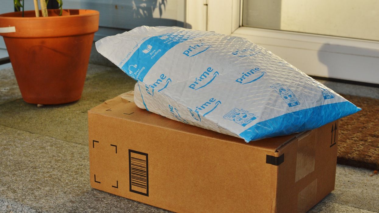 An Amazon package outside of a home.