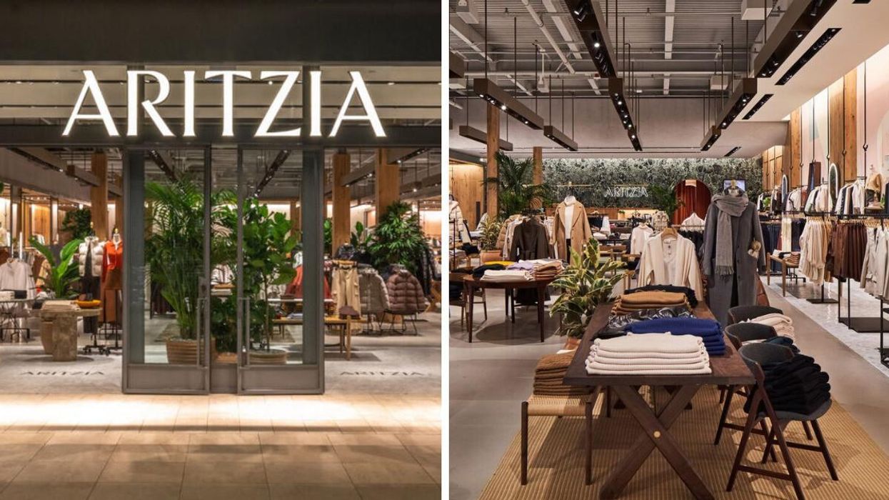 An Aritzia store in Ontario. Right: The interior of an Aritzia store.
