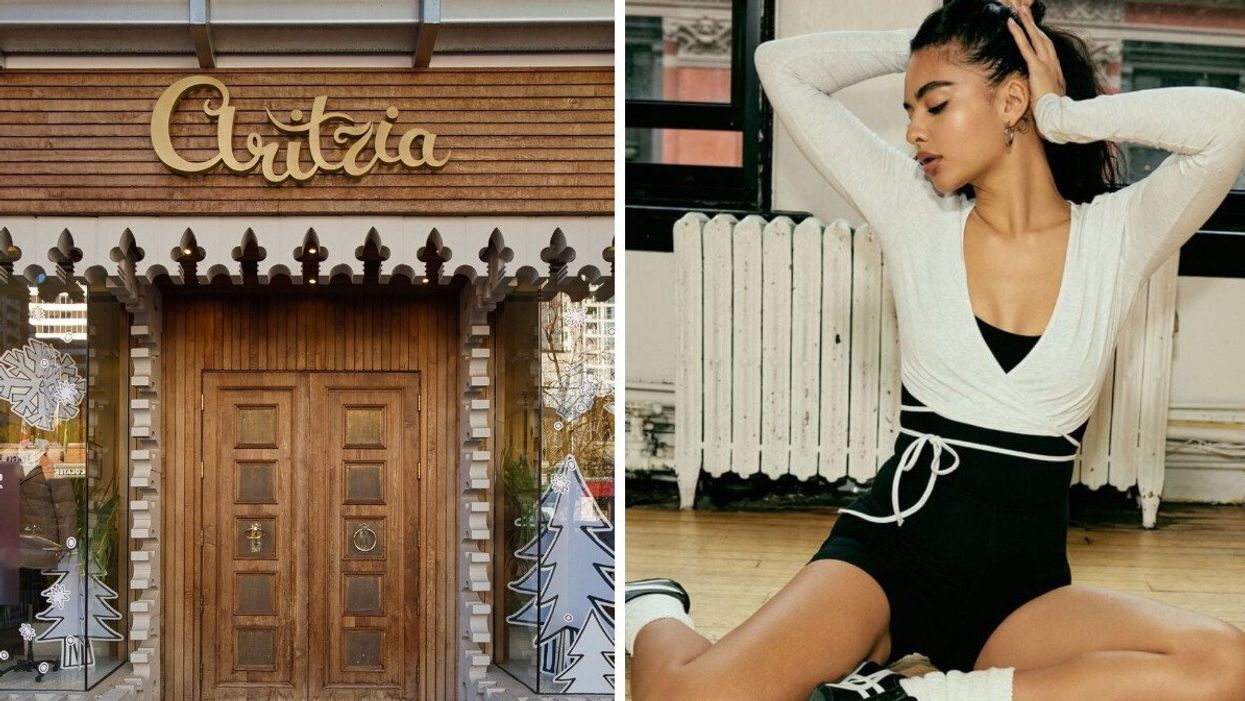 An Aritzia store. Right: A romper from Garage Clothing.